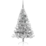 vidaXL Umjetna preddekorirana božićna jelka srebrna 150 cm PET | Shoptok.si