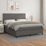  The Living Store Box spring postelja z vzmetnico siva 180x200 cm umetno usnje - Box Spring Postelja, (21448785) Cene