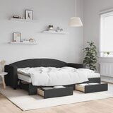  The Living Store Izvlečna dnevna postelja s predali črna 80x200 cm blago - Izvlečna Dnevna Postelja, (21508856) | Shoptok.si