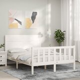 vidaXL Okvir za krevet s uzglavljem bijeli 140x200 cm od masivnog drva Cijene