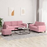  3-dijelni set sofa s jastucima ružičasti baršunasti | shoptok.hr
