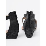 Shelvt Black low wedge sandals with gold trim | Shoptok.si