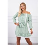 Kesi Shoulder dress and lace light green | Shoptok.si