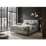 MID.YOU POSTELJA Z VZMETNICO 180 cm x 200 cm , tekstil, leseni material siva | Shoptok.si