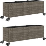 vidaXL Vrtne sadilice s kotačima 2 kom siva 107x32x38 cm poliratan | shoptok.hr
