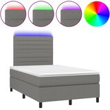  Box spring postelja z vzmetnico LED temno siva 120x200 cm blago | Shoptok.si