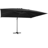 vidaXL stranski senčnik led in aluminijast drog 400x300 cm črn | Shoptok.si