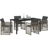  5-kompletni set za blagovanje na otvorenom s jastučićima sivo poliratano | shoptok.hr