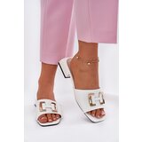 VINCEZA Elegant Women's Mules On A Block Heel With A Gold Detail | ePonuda.com