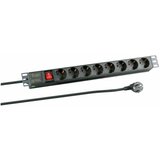 Efb Razdelilec 48cm 8x220V ALU + stikalo črn EK631DE.2 | Shoptok.si