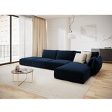 Mazzini Sofas Temno modra žametna kotna sedežna garnitura z ležalnikom (desni kot) Vanda – | Shoptok.si
