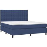  Krevet box spring s madracem LED plavi 160x200 cm od tkanine | shoptok.hr