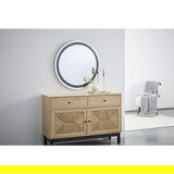 XORA STENSKO OGLEDALO, 80/80/2,2 cm steklo, leseni material | Shoptok.si