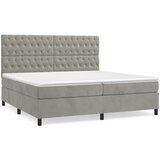 The Living Store Box spring postelja z vzmetnico svetlo siva 200x200 cm žamet - Box Spring Postelja, (21490389) | Shoptok.si
