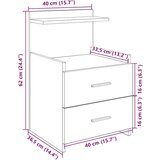 vidaXL Nočne omarice 2 kosa z 2 predaloma sive sonoma 40x36,5x62 cm | Shoptok.si