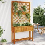 vidaXL Cvetlično korito z mrežo in polico 100x32x185 cm trdna akacija | Shoptok.si