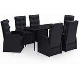  7-dijelni vrtni blagovaonski set s jastucima crni | Shoptok.si