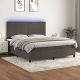 vidaXL Krevet box spring s madracem LED tamnosivi 180x200 cm baršun Cijene