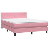  Box spring postelja z vzmetnico roza 140x210 cm žamet, (21791962) | Shoptok.si