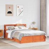  Okvir kreveta s uzglavljem voštano smeđi 140x190 cm od borovine | shoptok.hr
