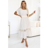 numoco basic 618-1 Subtle boho dress with openwork inserts – ecru | Shoptok.si