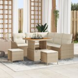 8 komada Vrtni sofa set s jastucima Bež Poli ratan Akacija Cijene