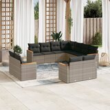  The Living Store Vrtna sedežna garnitura 11-delna z blazinami siv poli ratan - Vrtna Sedežna Garniture, (21480847) | Shoptok.si