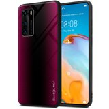 Cadorabo Ohišje, združljiv s Huawei - Stripe Optics v Crimson Pink - Zaščitni pokrov iz silikona TPU in hrbta iz kaljenega stekla, (20574346) | Shoptok.si