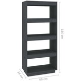 vidaXL knjižna omara za razdelitev prostora siva 60x35x135 cm borovina | Shoptok.si