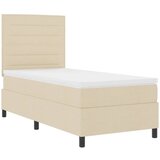  Krevet s opruga kutije s madracem Krema 90 x 190 cm tkanina Slike