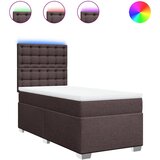 vidaXL Box spring postelja z vzmetnico temno rjav 90x190 cm blago, (21291681) Cene