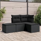 vidaXL 4-dijelni set vrtnih sofa od poliratana s jastucima crni Cijene