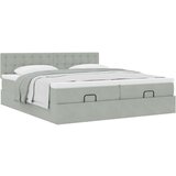 vidaXL Otomanski posteljni okvir z vzmetnicami siv 160x200 cm žamet | Shoptok.si