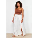 Trendyol Curve Ecru Maxi Woven Tasseled Beach Skirt Cene
