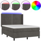 Box spring postelja z vzmetnico LED temno siva 140x190 cm žamet, (20726959) | Shoptok.si