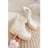 FR1 Warm Girls Patent Boots With Zipper Beige Novita Cene