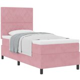 vidaXL Postelja s vzmetnico Roza Enojna Žamet, (22052886) | Shoptok.si