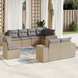 Maison Chic Seti vrtnega pohištva - Vrtna garnitura - Vrtni pohištvo set 8-delna z blazinami bež poli ratan, (21800315) | Shoptok.si