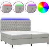 vidaXL Box spring postelja z vzmetnico LED sv. siva 200x200 cm blago, (20724635) Cene