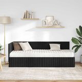  Kutni krevetni okvir s madracem s uzglavljem 2 pcs Crna Baršun | shoptok.hr