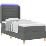  Krevet s opruga kutije s LED trakama Siva 90 x 190 cm tkanina | shoptok.hr