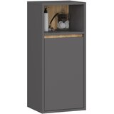 AKORD Vami Viseča Kopalniška Omarica, 1 Vrata In 1 Odprt Predel, Grafitno Siva/Hrast Artisan, (5000332632) | Shoptok.si