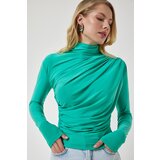  Women's Light Green Gathered Detailed High Neck Sandy Blouse Cijene