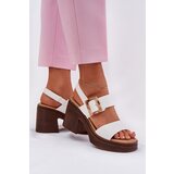 VINCEZA Ladies sandals on a chunky heel and platform White 17387 | ePonuda.com