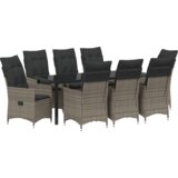 vidaXL 9-delni vrtni jedilni set z blazinami Siva Poli Ratan | Shoptok.si