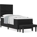vidaXL vzmetnična postelja z vzmetnico in klopjo Črna 80x200 cm Tkanina, (22083672) | Shoptok.si