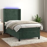  The Living Store Box spring postelja z vzmetnico LED tem. zelena 80x200 cm žamet - Box Spring Postelja, (21448662) Cene