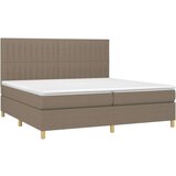  Box spring postelja z vzmetnico LED taupe 200x200 cm blago | Shoptok.si