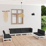 The Living Store Vrtna sedežna garnitura 8-delna z blazinami trdna borovina - Vrtna Sedežna Garnitura, (21423584) | Shoptok.si