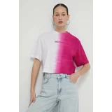 KARL LAGERFELD JEANS Bombažna kratka majica ženski, roza barva